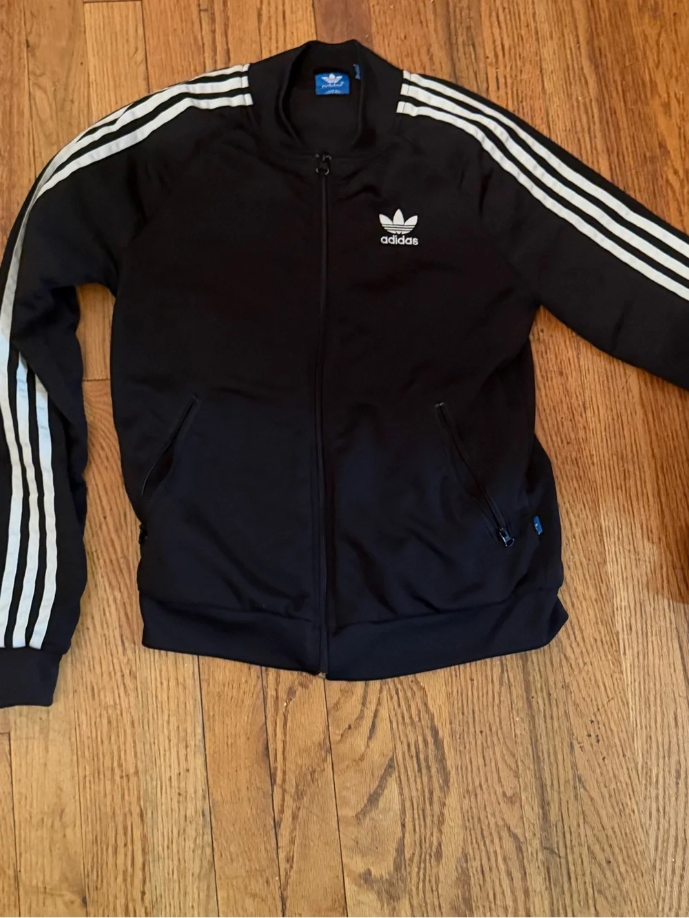 adidas Black Track Jacket with White 3-Stripes